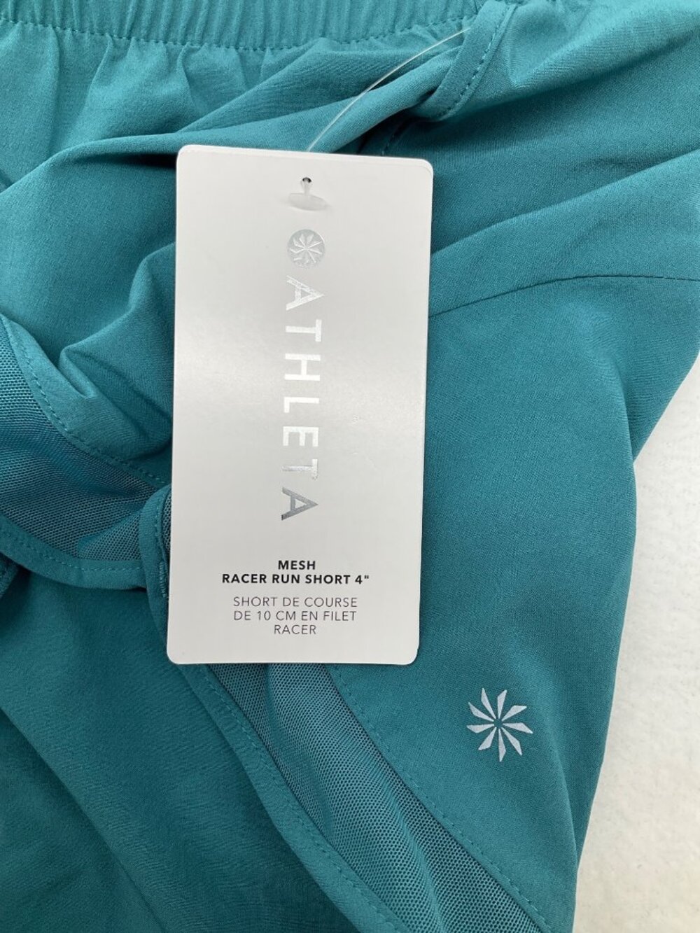 Athleta size Large Mesh Racer Run 4" Shorts Teal Blue Lined, NEW - Picture 5 of 13